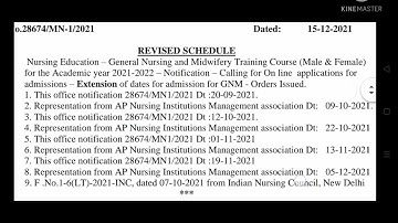 Ap GNM admission online Application submission date  Extension in 2021-2022.