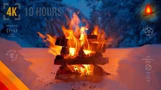Deep snow ❄️ snowfall 🔥 campfire (10 hours 4K)