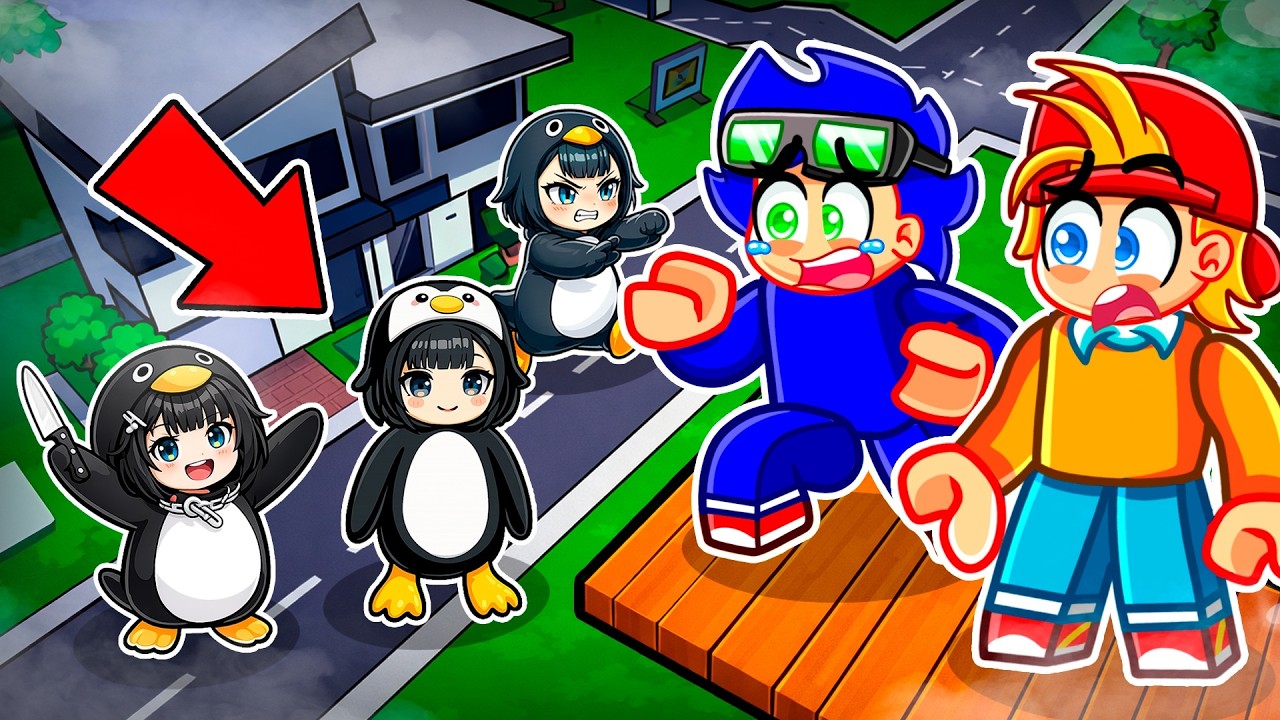 Construimos la BASE MÁS ALTA para Escondernos de GUGU GAGA PENGUIN en Roblox BROOKHAVEN!