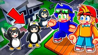Construimos la BASE MÁS ALTA para Escondernos de GUGU GAGA PENGUIN en Roblox BROOKHAVEN!