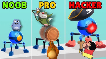 Noob vs Pro vs Hacker in Rolly legs | Shinchan , Jack , Bhalu and Bulbule plays Rolly Legs