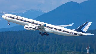 (4K) Royal Thai Air Force A340-500 Arrival &amp; Departure at Vancouver YVR