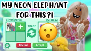 SHOULD I TRADE MY NEON ELEPHANT FOR THIS NEW MEGA?!😬😱 #adoptmeroblox #preppyadoptme #preppyroblox