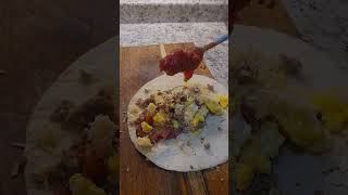 “Loaded Breakfast Burrito | Bacon, Sausage, Eggs &amp; Melty Cheese”