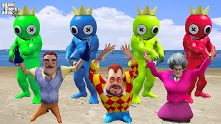 THE RAINBOW GANG IS AFTER US  Scary Teacher Dark Riddle Hello Neighbor GTA 5 Mods