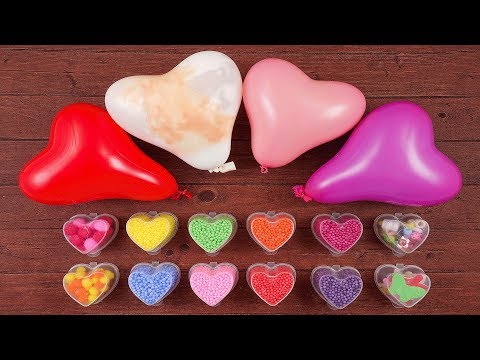 Making Fluffy Slime With Funny Hearts Balloons - Most Satisfying Slime ASMR Video