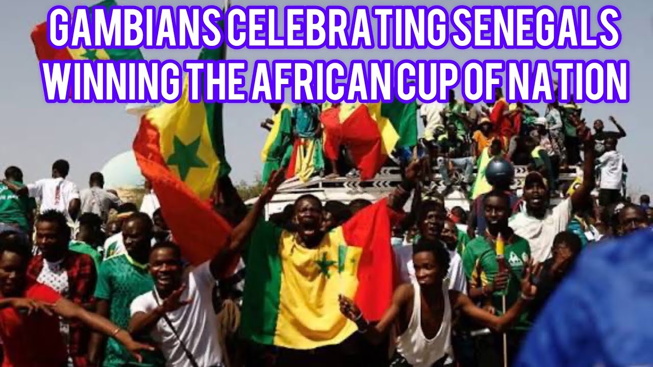 Gambians celebrating the Senegals winning the African cup of nations in Morocco 🇲🇦 