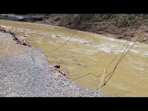 Road Destroyed by Flash Flood from Hurricane Helene; Near Asheville, North Carolina