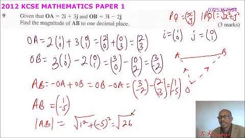 2012 KCSE MATHEMATICS PAPER 2 QUESTION 9