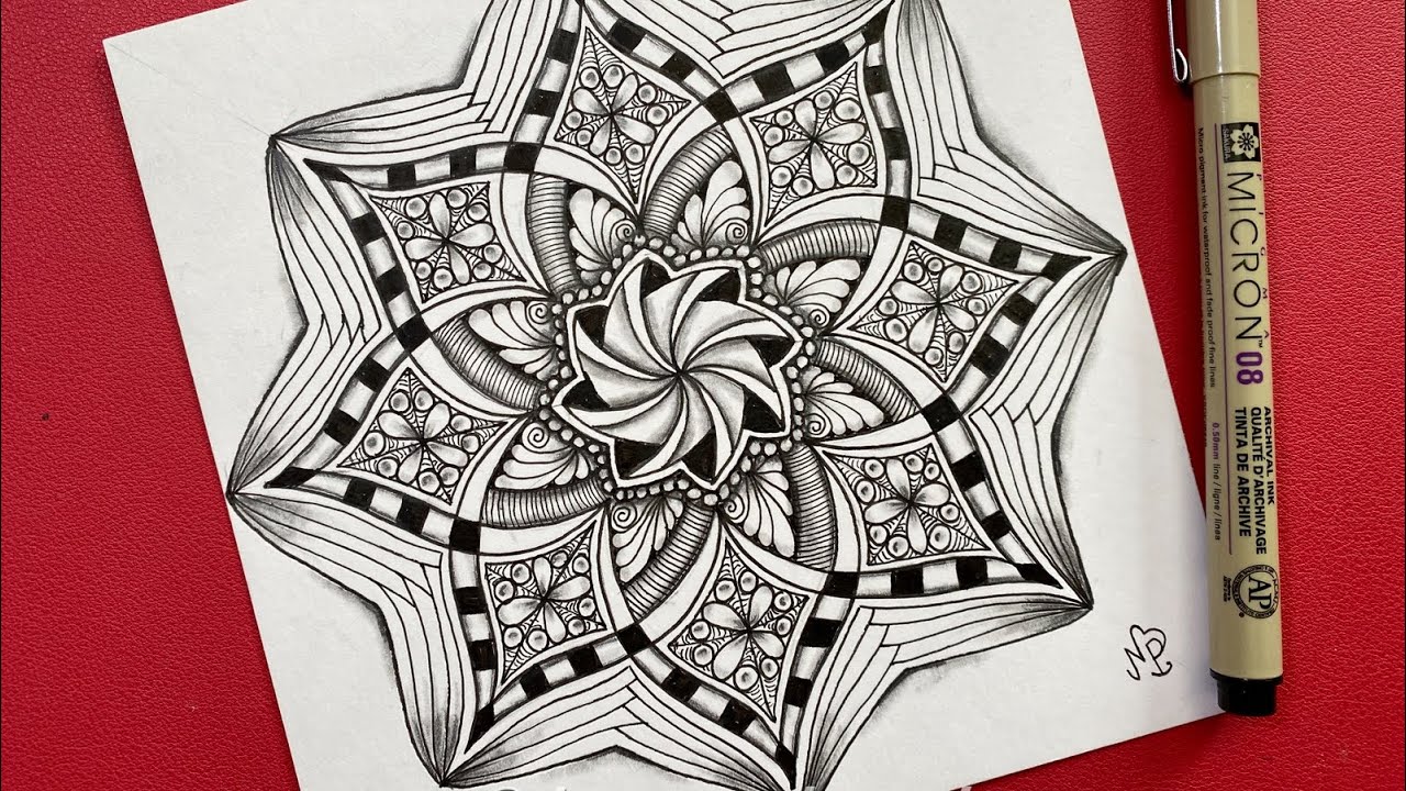 How to draw Mandala / Zendala with easy step by step - Draw Along