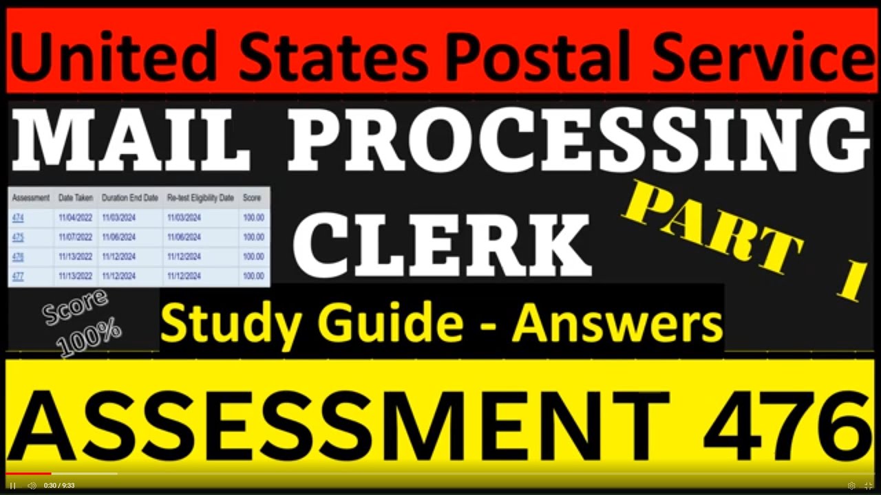 UNITED STATES POSTAL SERVICE PSE MAIL PROCESSING CLERK ASSESSMENT 476 UNITED STATES POSTAL SERVICE PSE MAIL PROCESSING CLERK ASSESSMENT 476