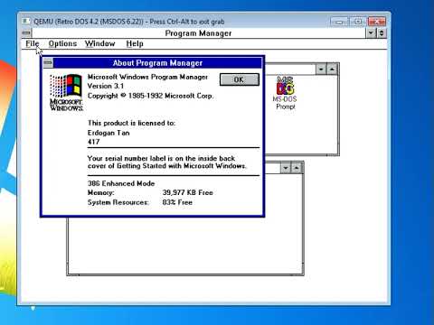Retro DOS Version 4.2 QEMU Windows 3.1 Demo
