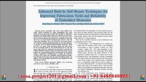 Enhanced Built In Self Repair Techniques for Improving Fabrication Yield and Reliability of Embedded