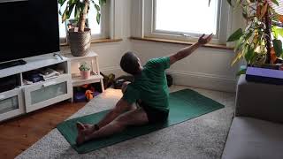 SideBend Stretch (Revolved Head 2 Knee) - Patrick MoJo PT - Exercise Library