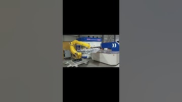 The bending center is equipped with a robot for loading and unloading