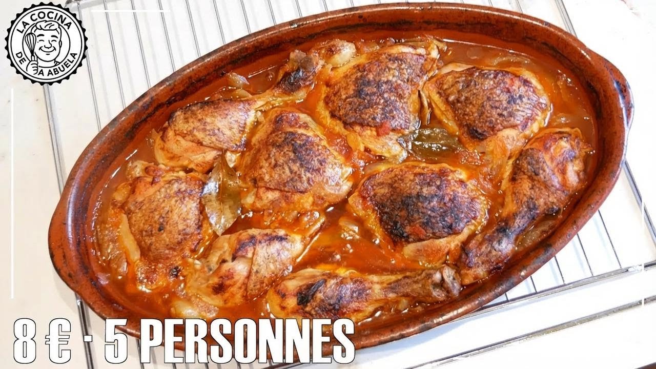 Avec 8 €, je prépare un poulet rôti à la sauce tomate pour 5 personnes façon grand-mère