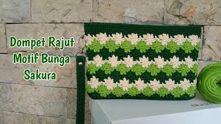 DOMPET RAJUT MOTIF BUNGA SAKURA