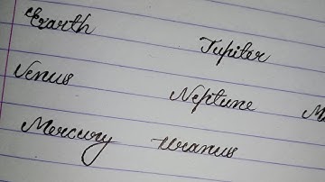 Solar system planets name in cursive writing