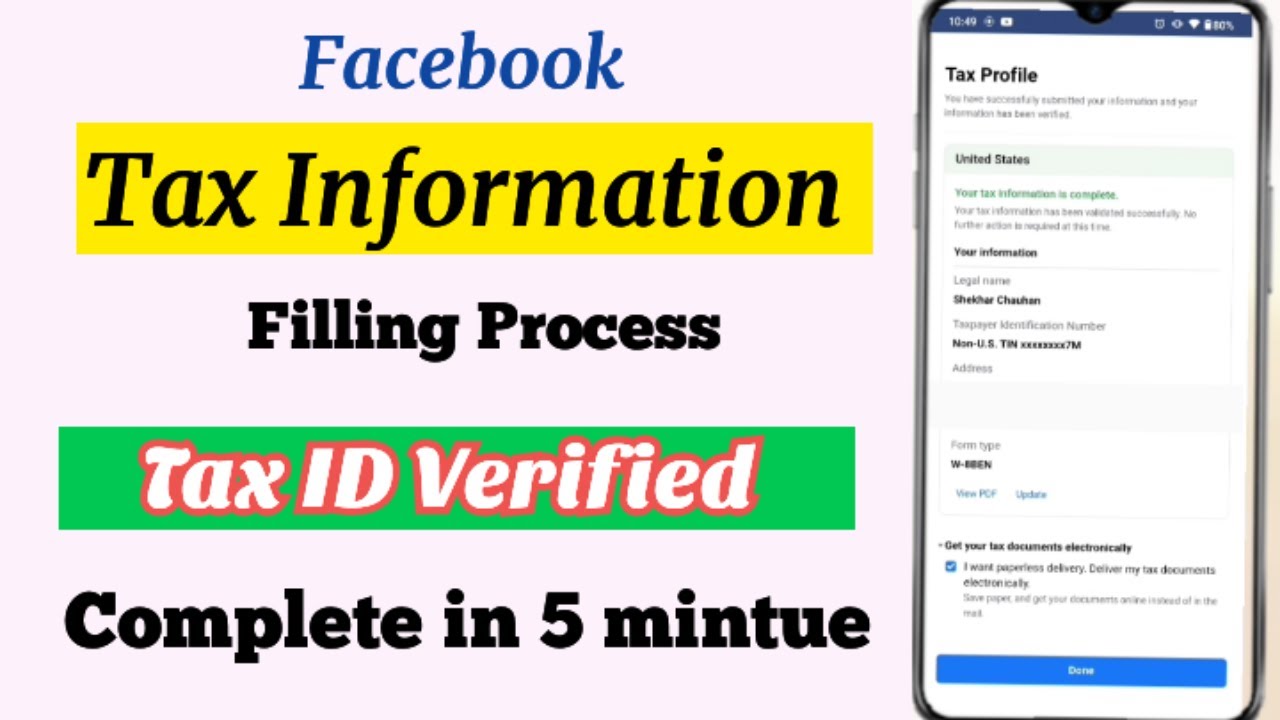 Facebook Reels Tax Information Kaise bhare | Facebook Tax ID ...