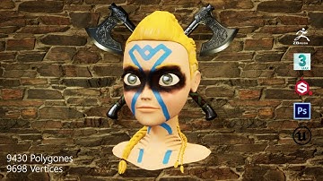 LOWPOLY SCULPTING/MODELING AND PBR TEXTURING Viking girl