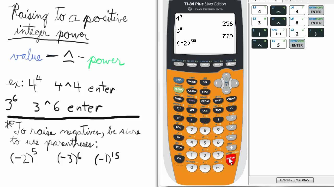 Positive Integer Exponents TI 84 Calculator Exponent Series YouTube