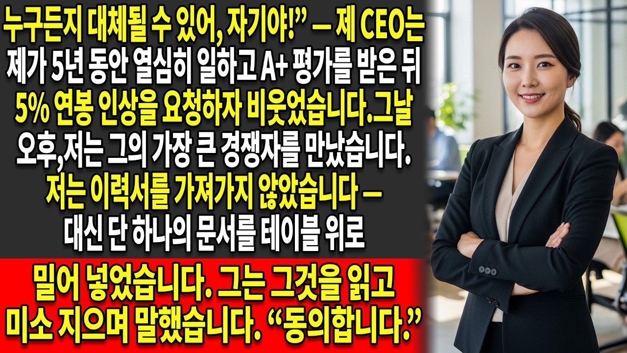 😏제 CEO는 제 연봉 인상 요청을 비웃었습니다 —📄 하지만 단 하나의 문서가 그에게서 모든 것을 빼앗았습니다