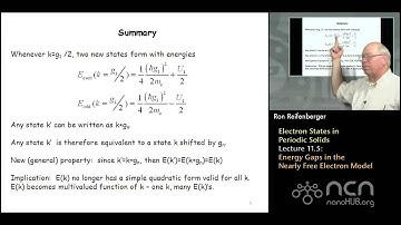 Purdue PHYS 342 L11.5: Electron States in Periodic Solids: Energy Gaps