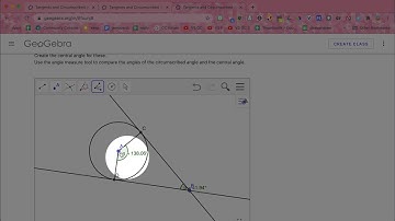 Using GeoGebra to explore the relationship between the central angle and the circumscribed angle.