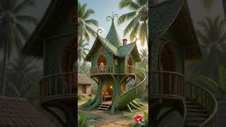 “পাতা দিয়ে তৈরি জাদুর গাছের ঘর 😍🌿 | Amazing Leaf Tree House”. #viralvideo #ai_video #handmade