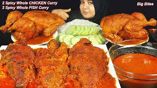 2 SPICY WHOLE CHICKEN CURRY ? 3 BIG WHOLE FISH CURRY, EXTRA GRAVY, BIG BITES || MUKBANG EATING SHOW