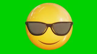 Animated sunglasses emoji. Emoticon stock video. 3d. Seamless loopable. green screen background. screenshot 1