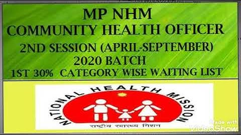 MP NHM CHO 2ND SESSION ( APRIL-SEPTEMBER) 2020 BATCH 1ST 30% CATEGORY WISE WAITING LIST