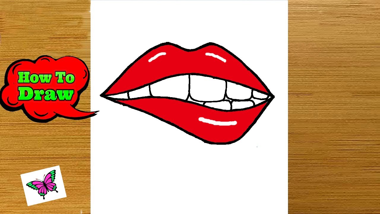 How to Draw Lips easy Drawing Lips and Teeth Easy Drawing with Pen