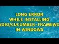 Long error while installing @wdio/cucumber-framework in Windows