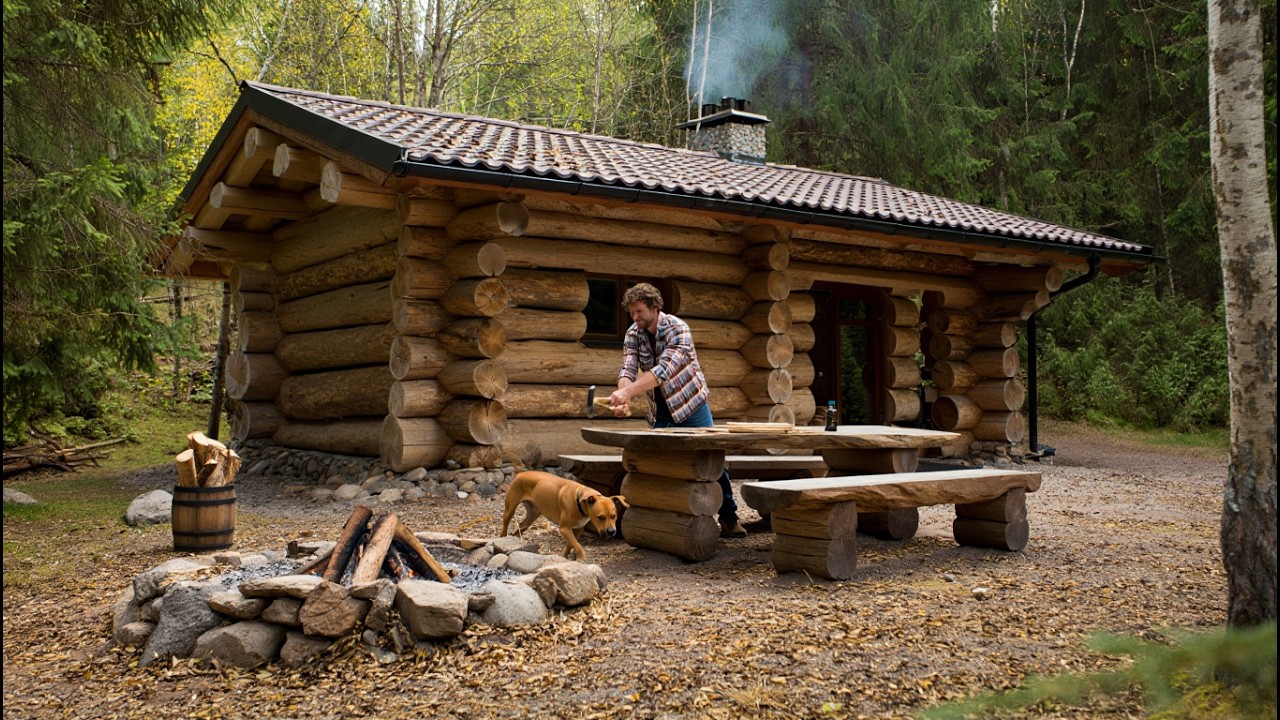 A Peaceful Life in a Handcrafted Forest Cabin - YouTube