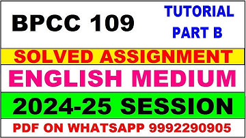bpcc 109 TUTORIAL solved assignment 2024-25 | bpcc 109 solved assignment in english 2025 | bpcc 109