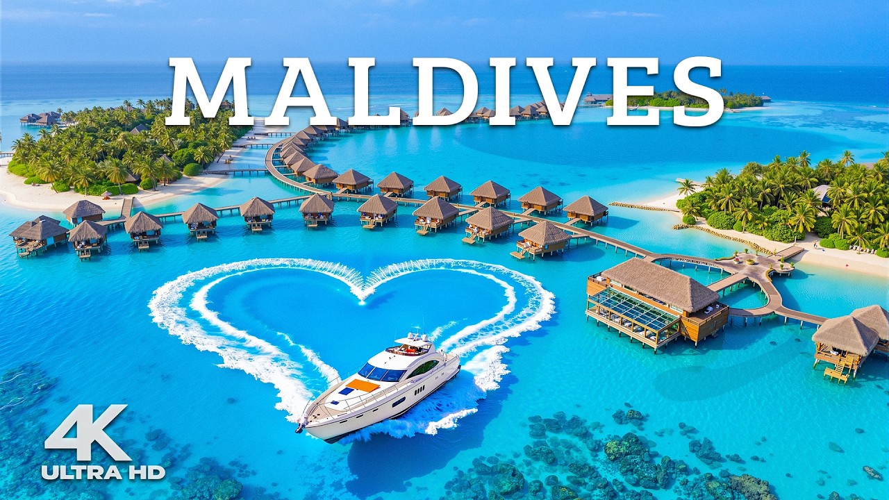 MALDIVES 4K Aerial 🇲🇻 🌊 Overwater Villas, Crystal Lagoons & Luxury Island Paradise 🚁