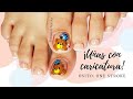 🐻Uñas DECORADAS con OSOS♥️. Pinceladas de uñas SENCILLAS para los PIES👣