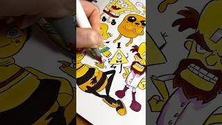 Drawing YELLOW cartoon characters 💛 #markerart  #markerartist  #huevember