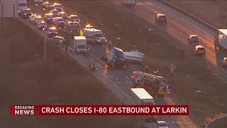 Emergency crews respond to crash involving semi along I-80 near Joliet