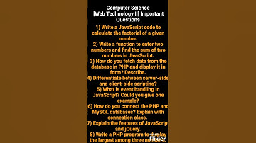 Web Technology II Important Questions. #computerscience #qbasic #codingforbeginners #shorts #viral