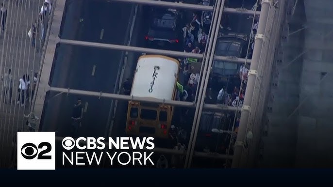 Pro Palestinian Protesters Swarm Brooklyn Bridge