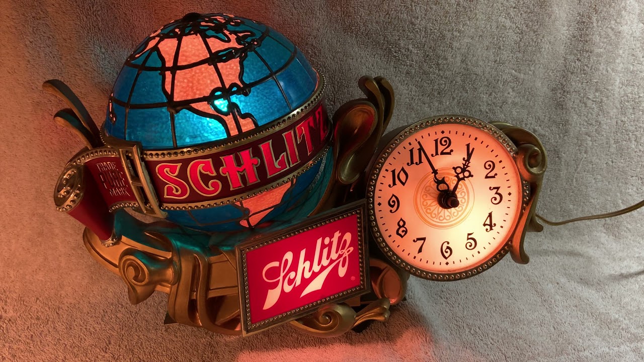 Schlitz Beer Advertising Lighted Sign with Rotating Globe