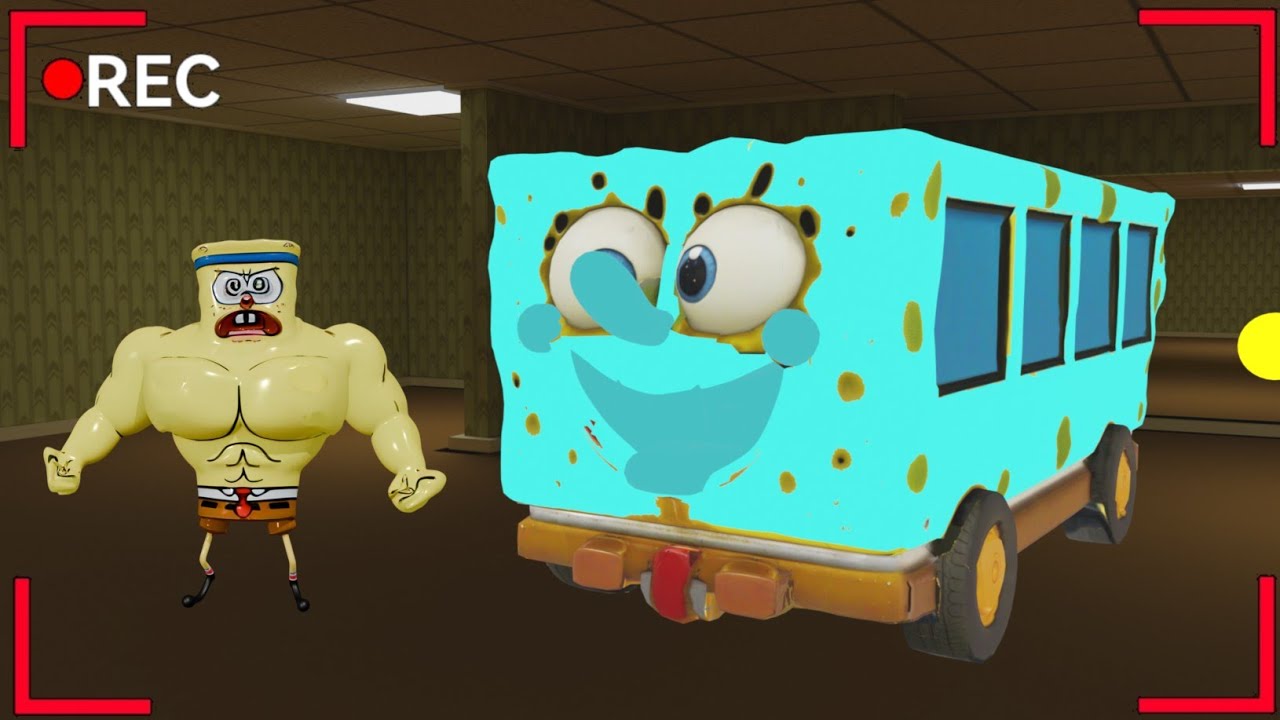 There's Horror Secret Place CCTV Caught Blue Bus Spongebob In Backroom 😱 SAKURA SCHOOL SIMULATOR
