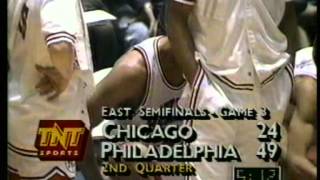 Michael Jordan 49 pts vs Charles Barkley 34 pts,20 reb,8 ast, playoffs 1990 bulls vs 76ers game 3