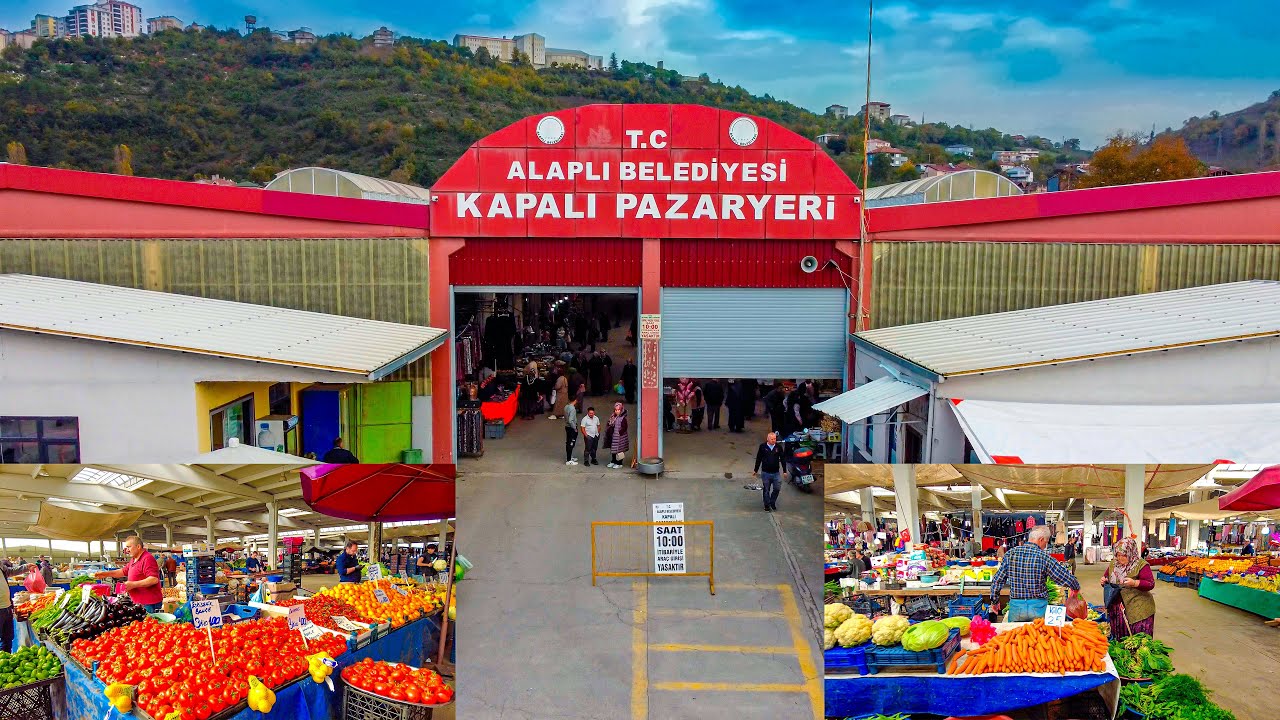 ALAPLI Kapalı Pazarı Gezdik . Drone çekim ile ,
