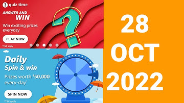 Amazon Quiz Answers Today 28 Oct 2022 Amazon Spin and Win Answer Today | Quiz Play Win