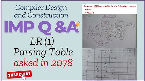 LR(1) Parsing Table | 2078 Solution | #importantquestions