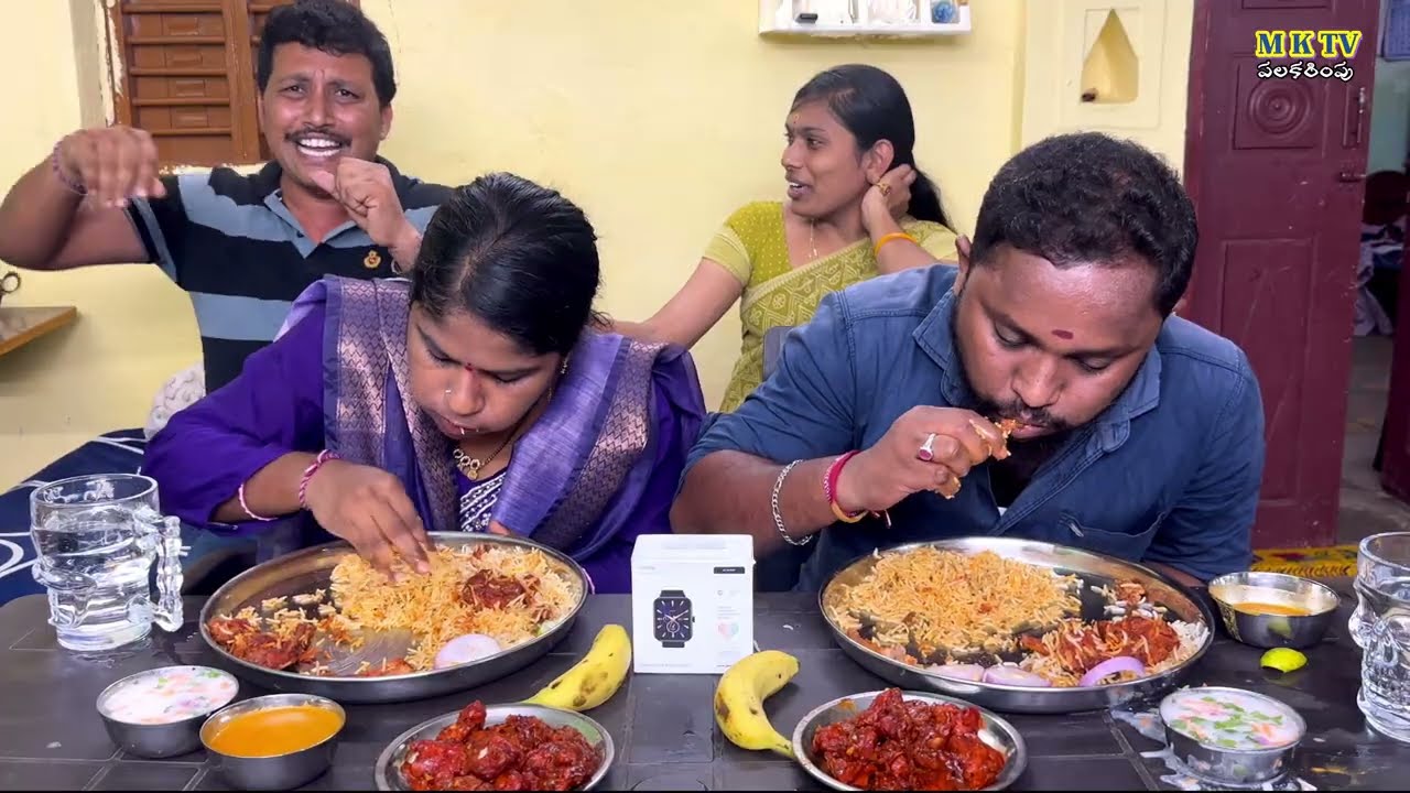 లాలిపాప్ చికెన్ బిర్యానీ చికెన్ మంచురియ తిండిపోటి #Eating Challenge#286 || Thindi Poti#MKTV పలకరింపు