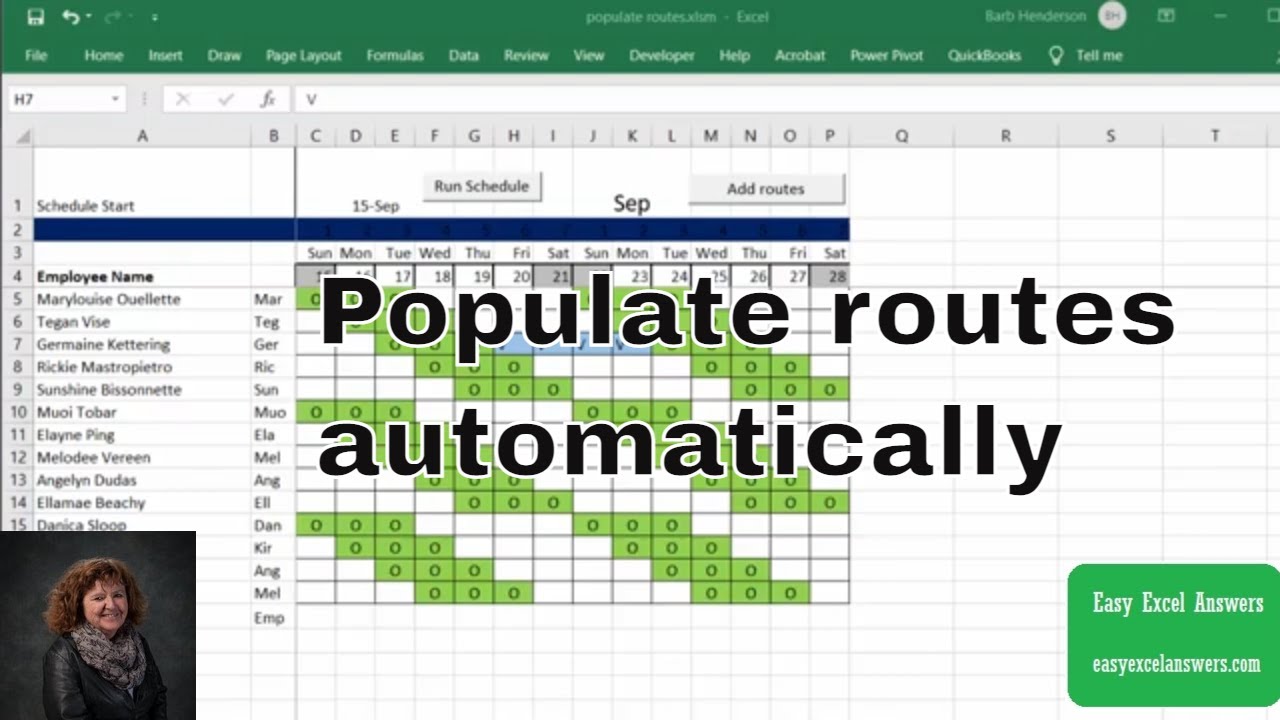 how-to-populate-routes-automatically-in-a-schedule-in-excel-youtube